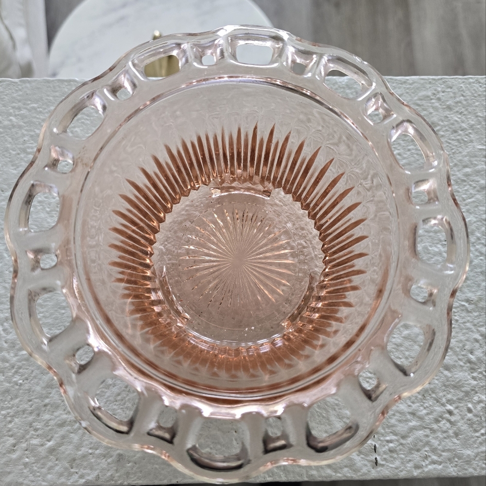 Rare Pink Glass Bowl Vintage Decor